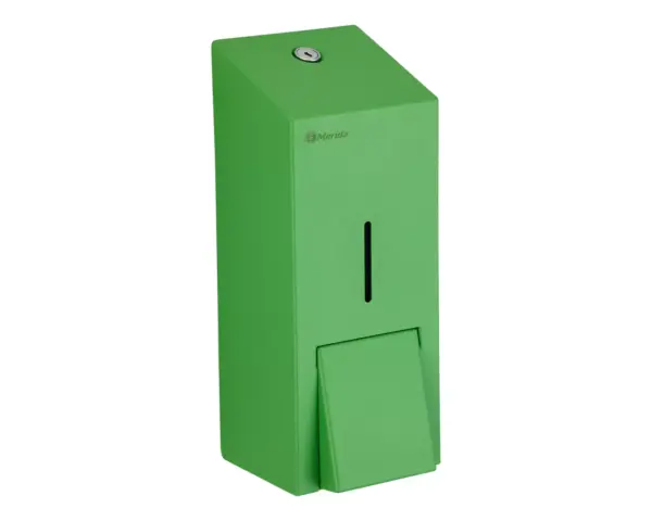 Dozownik mydła w płynie MERIDA STELLA GREEN LINE MAXI, pojemność zbiornika 800 ml, zielony Dozownik mydła MERIDA STELLA GREEN LINE zamek bębenkowy zielony