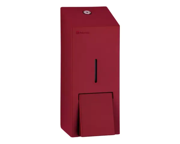 Dozownik mydła w płynie MERIDA STELLA RED LINE MAXI, pojemność zbiornika 800 ml, czerwony Stalowy dozownik mydła Merida Stella czerwony otwarty zbiornik 800 ml