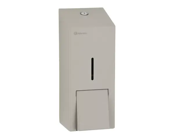 Dozownik płynu dezynfekcyjnego w sprayu MERIDA STELLA STONE GREY LINE, pojemność wkładów 1000 ml, szary kamienny Stalowy dozownik dezynfektantu Merida Stella Stone Grey, wkład 1000 ml