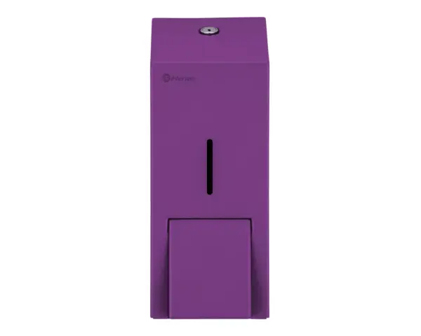 Dozownik mydła w pianie MERIDA STELLA VIOLET LINE MAXI na jednorazowe wkłady 700 g, fioletowy Stalowy zamek bębenkowy zlicowany z powierzchnią fioletowego dozownika MERIDA STELLA