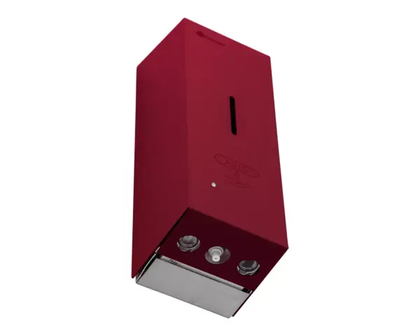 Bezdotykowy automatyczny dozownik mydła w pianie MERIDA STELLA AUTOMATIC SLIM RED LINE na jednorazowe wkłady 800 ml, czerwony Dozownik piany MERIDA STELLA SLIM RED LINE widok boczny struktura czerwonej powłoki