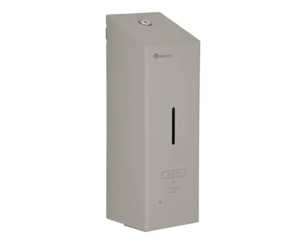 Bezdotykowy automatyczny dozownik mydła w pianie MERIDA STELLA AUTOMATIC SLIM STONE GREY LINE na jednorazowe wkłady 800 ml, szary kamienny Dozownik mydła w pianie Stone Grey Line zasilany 4 bateriami AA