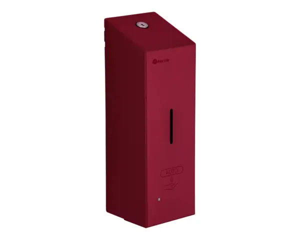 Bezdotykowy automatyczny dozownik mydła w pianie MERIDA STELLA AUTOMATIC SLIM RED LINE na jednorazowe wkłady 800 ml, czerwony Automatyczny dozownik mydła MERIDA STELLA RED LINE zasilany bateriami AA czerwony