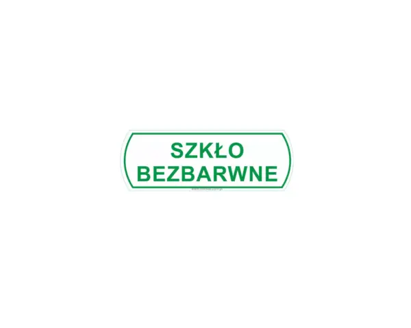 Naklejka na kosz do segregacji - szkło bezbarwne, mała, wymiar 10 X 3,5 cm Naklejka na kosz do segregacji szkło bezbarwne mała 10x3,5 cm