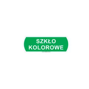 Mała naklejka na kosz do segregacji szkła kolorowego 10x3,5 cm