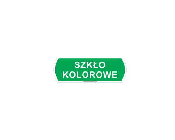 Naklejka na kosz do segregacji - szkło kolorowe, mała, wymiar 10 X 3,5 cm Mała naklejka na kosz do segregacji szkła kolorowego 10x3,5 cm