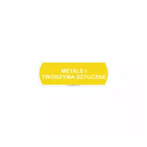 Mała naklejka na kosz do segregacji metali i tworzyw sztucznych 10x3,5 cm