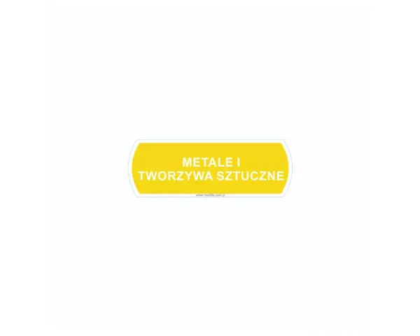 Mała naklejka na kosz do segregacji metali i tworzyw sztucznych 10x3,5 cm