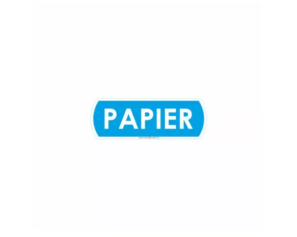 Mała naklejka na kosz do segregacji papieru 10x3,5 cm