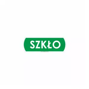 Mała naklejka na kosz do segregacji szkła 10x3,5 cm