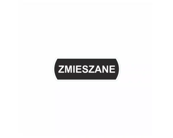 Naklejka na kosz do segregacji - zmieszane, mała, wymiar 10 X 3,5 cm Mała naklejka na kosz do segregacji odpadów zmieszanych 10x3,5 cm