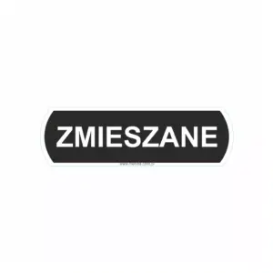 Naklejka na kosz do segregacji - zmieszane, duża, wymiar 14,5 X 4,4 cm