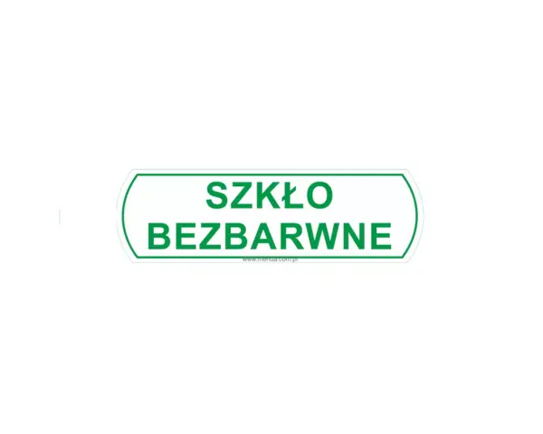 Naklejka na kosz do segregacji - szkło bezbarwne, duża, wymiar 14,5 X 4,4 cm Naklejka na kosz do segregacji szkło bezbarwne duża 14,5x4,4 cm