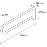 Łukowa poręcz stała 750 mm rurka 32 mm stal nierdzewna polerowana