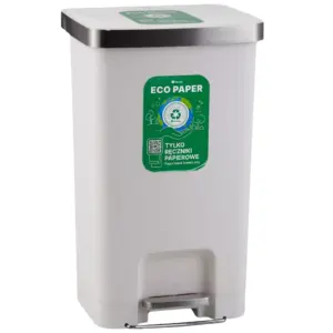 Kosz pedałowy Merida Eco Paper 50 l biały z pokrywą wolnoopadającą