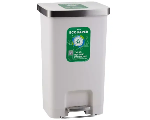Kosz pedałowy Merida Eco Paper 50 l biały z pokrywą wolnoopadającą