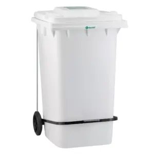 Biały kosz na zużyte ręczniki papierowe MERIDA ECO PAPER 240 l na kółkach