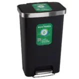 Plastikowy kosz pedałowy czarny Eco Paper z kółkami jezdnymi