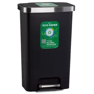 Czarny kosz pedałowy Merida Eco Paper 50 l z pokrywą