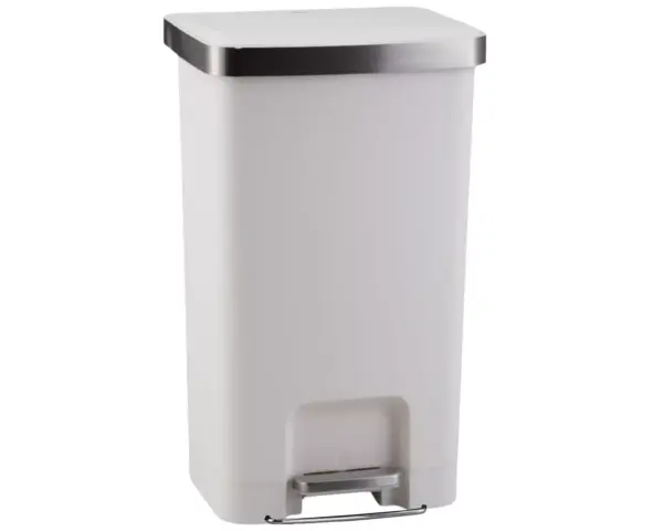 Kosz pedałowy MERIDA ECO PAPER, pojemność 50 l, tworzywo sztuczne, biały Biały kosz pedałowy Eco Paper 50 l ze stalową ramką