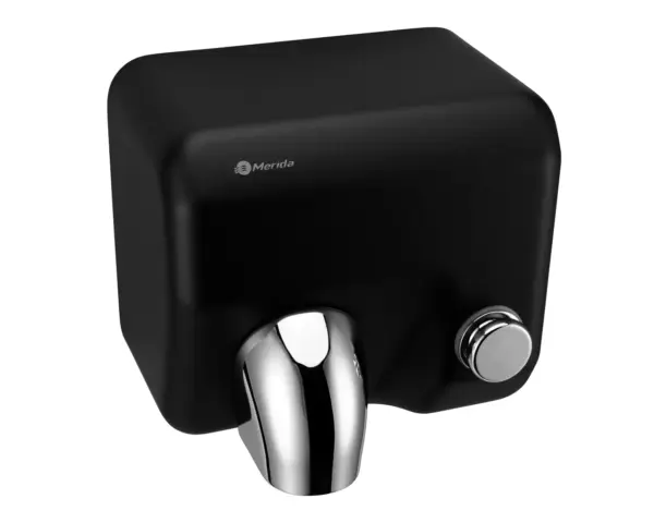 Suszarka do rąk MERIDA STARFLOW PLUS z przyciskiem, czarna z powłoką AFP Suszarka do rąk 2300 W z niebieskim wskaźnikiem LED i powłoką Anti-FingerPrint