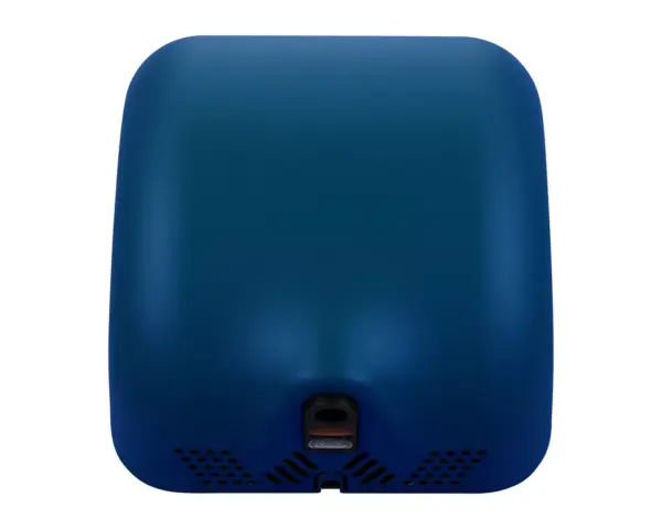 Suszarka do rąk MERIDA TURBO JET BLUE LINE, niebieska Suszarka Merida Turbo Jet Blue Line zamontowana na ścianie w łazience