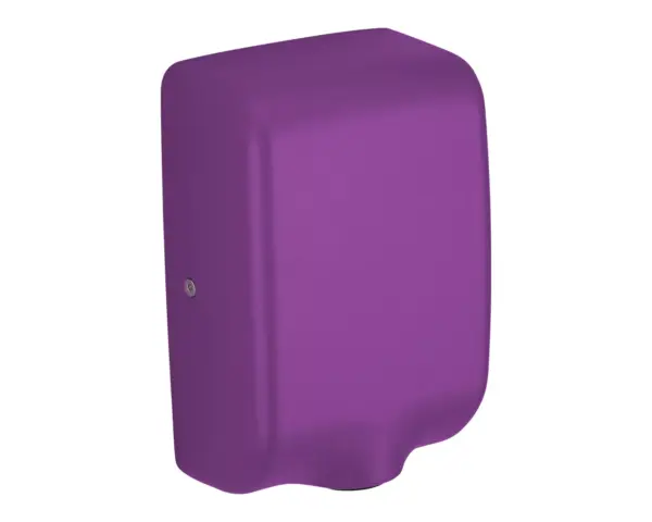 Suszarka do rąk MERIDA TURBO JET SLIM MINI VIOLET LINE, fioletowa Suszarka Merida Turbo Jet Slim Mini Violet Line zamontowana na ścianie