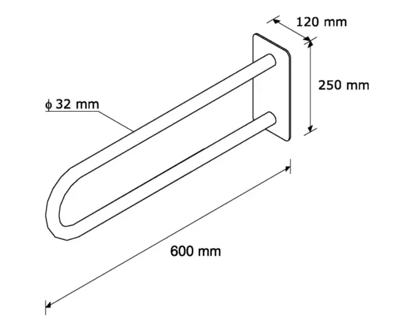 Poręcz stała łukowa 600 mm Łukowa poręcz toaletowa 32 mm rurka stal nierdzewna