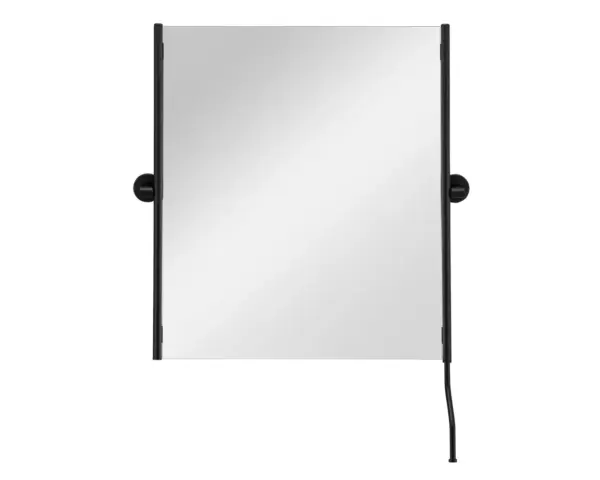 Lustro uchylne w oprawie czarnej matowej z uchwytem ułatwiającym regulację kąta nachylenia MERIDA STELLA BLACK LINE, 50 x 60 cm Uchwyt regulacji kąta nachylenia lustra uchylnego BLACK LINE
