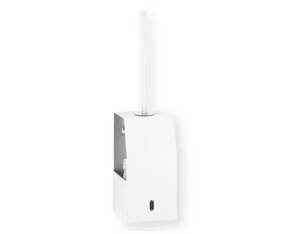 Szczotka do WC z uchwytem, mocowana do ściany MERIDA STELLA WHITE LINE, biała Ścienna szczotka toaletowa MERIDA GSB350 z białą powłoką strukturalną