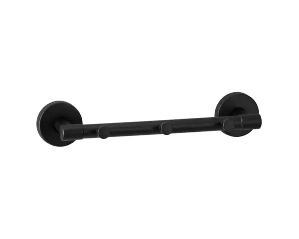 Drążek łazienkowy 200 mm MERIDA STELLA BLACK LINE z zawieszkami, czarny mosiądz