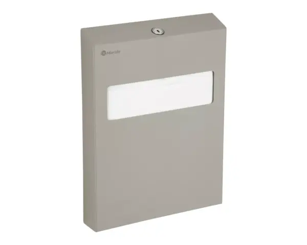 Pojemnik na podkładki na deskę sedesową MERIDA STELLA STONE GREY LINE, szary kamienny Detal zamka bębenkowego pojemnika Merida Stella Stone Grey