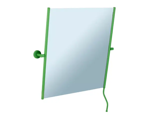 Lustro uchylne w oprawie zielonej matowej z uchwytem ułatwiającym regulację kąta nachylenia MERIDA STELLA GREEN LINE, 50 x 60 cm Mocowanie ścienne lustra uchylnego MERIDA STELLA GREEN LINE dla niepełnosprawnych