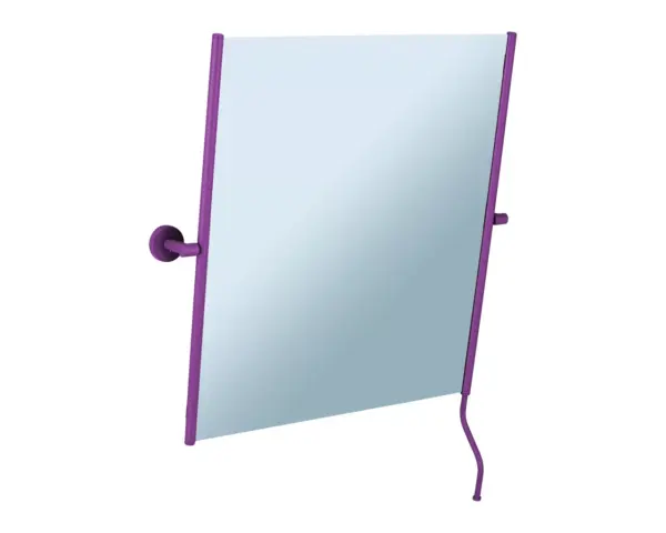 Lustro uchylne w oprawie fioletowej matowej z uchwytem ułatwiającym regulację kąta nachylenia MERIDA STELLA VIOLET LINE, 50 x 60 cm Lustro uchylne 0-10° w matowej fioletowej ramie dla niepełnosprawnych