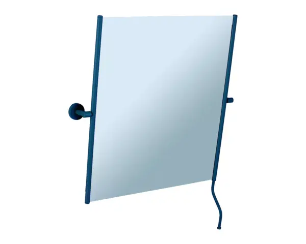 Lustro uchylne w oprawie niebieskiej matowej z uchwytem ułatwiającym regulację kąta nachylenia MERIDA STELLA BLUE LINE, 50 x 60 cm Solidne mocowanie ścienne lustra uchylnego 50x60 cm niebieska oprawa