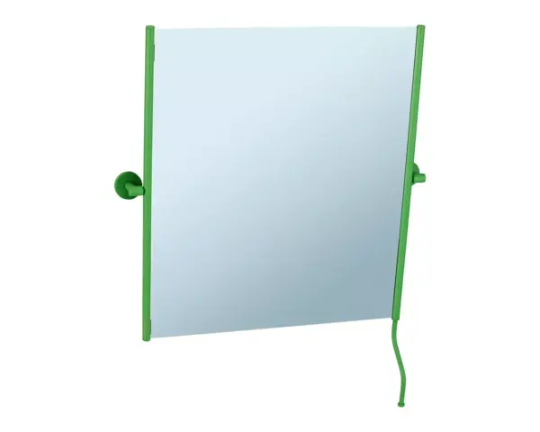 Lustro uchylne w oprawie zielonej matowej z uchwytem ułatwiającym regulację kąta nachylenia MERIDA STELLA GREEN LINE, 50 x 60 cm Lustro uchylne w zielonej matowej ramie zamontowane na ścianie
