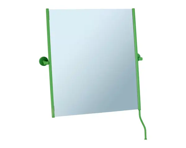 Lustro uchylne w oprawie zielonej matowej z uchwytem ułatwiającym regulację kąta nachylenia MERIDA STELLA GREEN LINE, 50 x 60 cm Boczne metalowe rurki w kolorze zielonym matowym lustra uchylnego 50x60