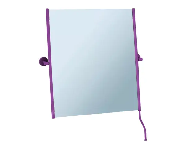 Lustro uchylne w oprawie fioletowej matowej z uchwytem ułatwiającym regulację kąta nachylenia MERIDA STELLA VIOLET LINE, 50 x 60 cm Uchylne lustro łazienkowe 50x60 cm z mocowaniem ściennym
