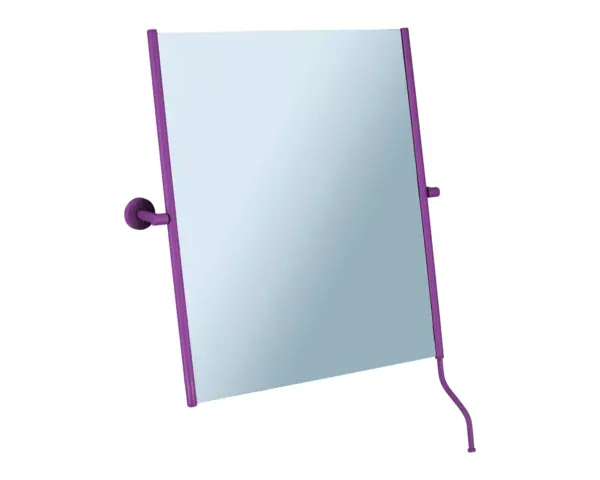 Lustro uchylne w oprawie fioletowej matowej z uchwytem ułatwiającym regulację kąta nachylenia MERIDA STELLA VIOLET LINE, 50 x 60 cm Uchwyt regulacji kąta nachylenia lustra uchylnego MERIDA GSV103