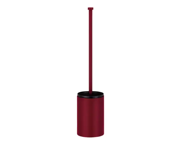 Szczotka do WC z uchwytem mocowanym do ściany, tuba krótka, MERIDA STELLA RED LINE, czerwona Czerwona szczotka WC ze stali nierdzewnej, krótka tuba, ściana