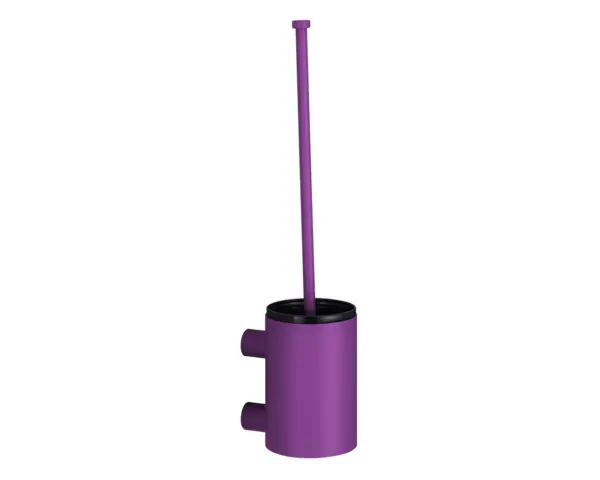 Szczotka do WC z uchwytem mocowanym do ściany, tuba krótka, MERIDA STELLA VIOLET LINE, fioletowa Szczotka do WC z fioletową tubą i wymienną końcówką, mocowanie ścienne