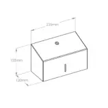 Rysunek izometryczny pojemnika na ręczniki Merida Inox Design Mini z wymiarami