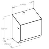 Rysunek izometryczny podajnika ręczników papierowych MERIDA INOX DESIGN MAXI z wymiarami
