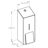 Rysunek izometryczny dozownika mydła w pianie Merida Inox Design Maxi z wymiarami