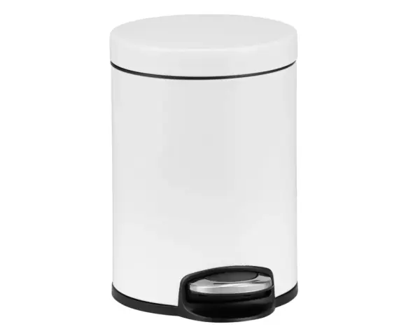 Kosz pedałowy SILENT SERENE, pojemność 5 l, metalowy, biały Biały metalowy kosz pedałowy Silent Serene 5 l