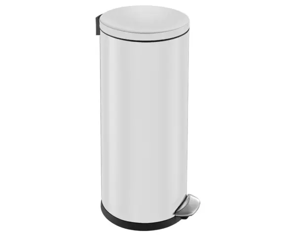 Kosz pedałowy TOP SILENT LUNA, pojemność 30 l, metalowy, biały Biały metalowy kosz pedałowy TOP SILENT LUNA 30 l