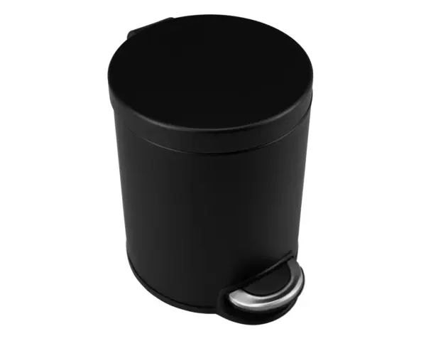 Kosz pedałowy SILENT SERENE, pojemność 5 l, metalowy, czarny matowy Czarny matowy kosz pedałowy z ukrytym mechanizmem pokrywy
