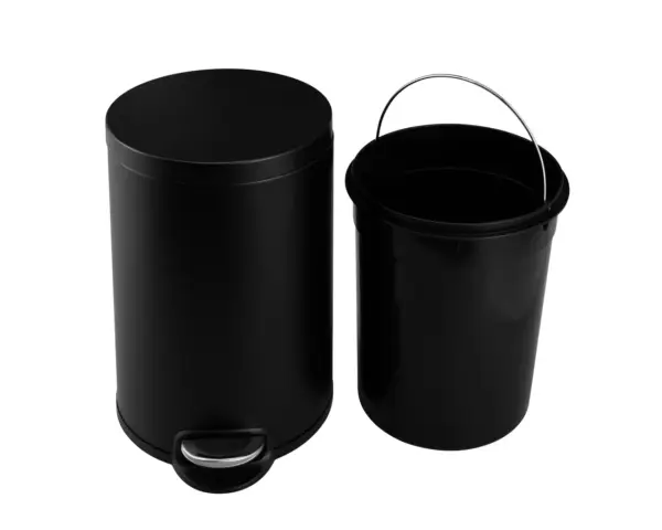 Kosz pedałowy SILENT SERENE, pojemność 20 l, metalowy, czarny matowy Czarny matowy kosz pedałowy 20 l stabilna podstawa nierysująca