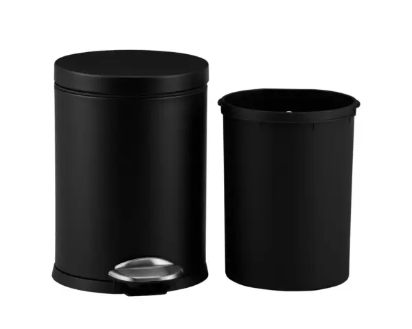 Kosz pedałowy TOP SILENT LUNA, pojemność 5 l, metalowy, czarny matowy Kosz pedałowy TOP SILENT LUNA 5 l malowany proszkowo czarny