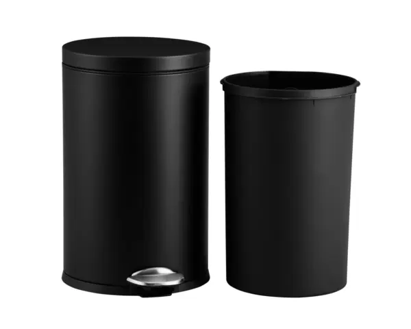 Kosz pedałowy TOP SILENT LUNA, pojemność 12 l, metalowy, czarny matowy Metalowy kosz pedałowy czarny matowy malowany proszkowo 12 l